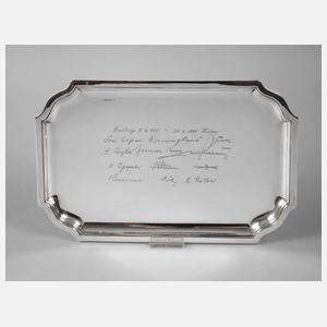 Silbertablett mit Widmung