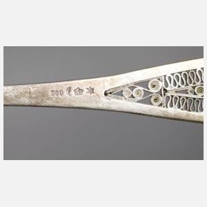Sechs Kaffeelöffel Filigranarbeit Silber