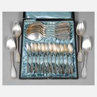 Silber Kaffee- und Speiselöffel Augsburger Faden111