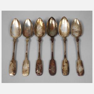 Silber sechs große Speiselöffel