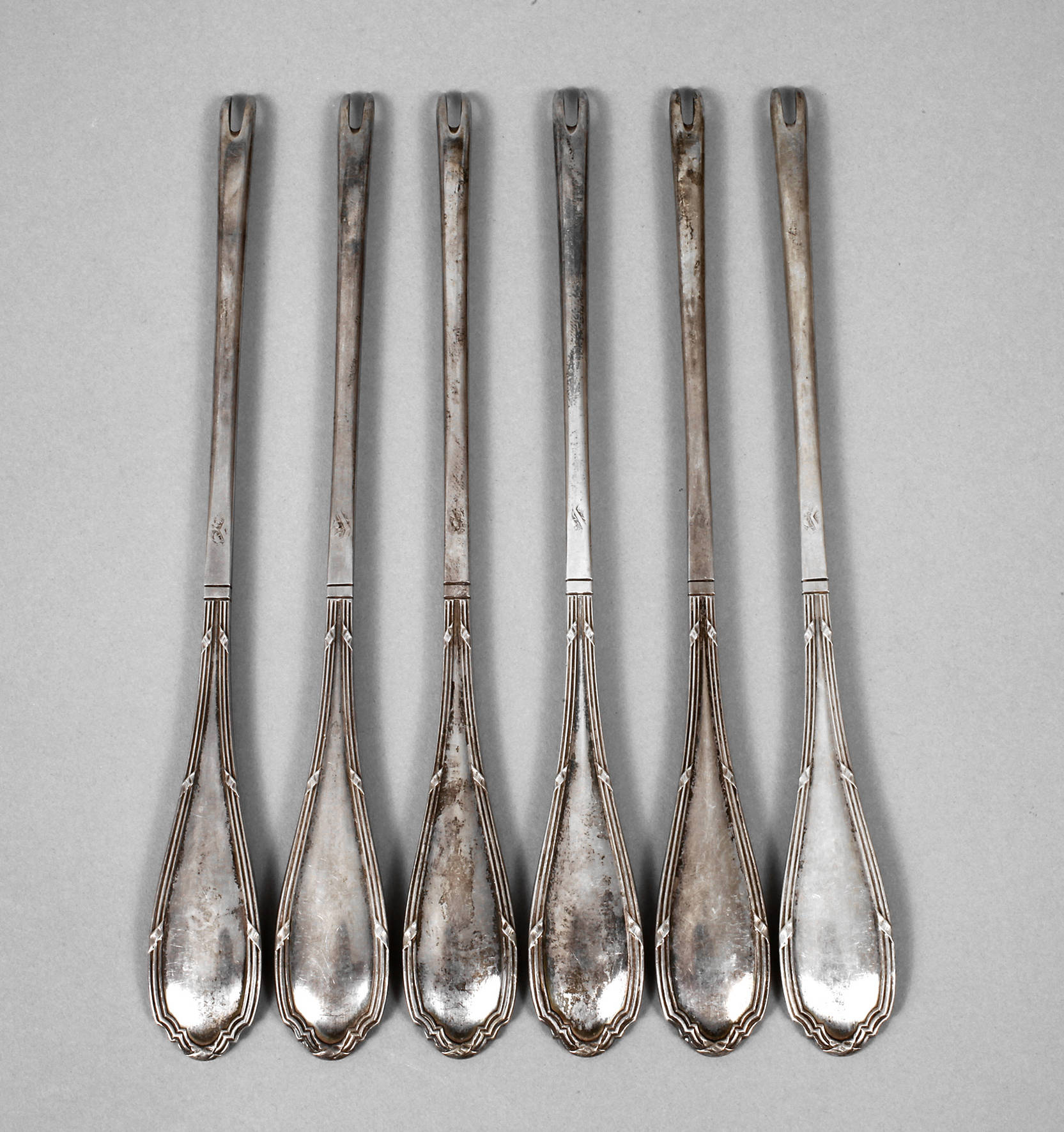 Frankreich sechs Hummergabeln Silber