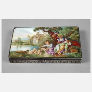 Schottland feine Silberdose mit Emailmalerei