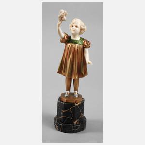 Ferdinand Preiss, Chryselephantin Kleines Mädchen mit Blumenstrauß