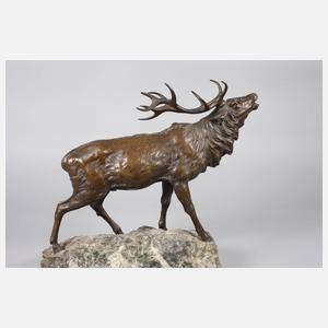 Bronze röhrender Hirsch