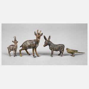Wiener Bronze vier kleine Tiere