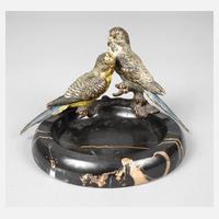 Wiener Bronze Wellensittiche auf Schale111