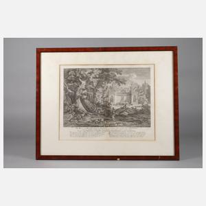 Johann Elias Ridinger, Parklandschaft mit Hasen