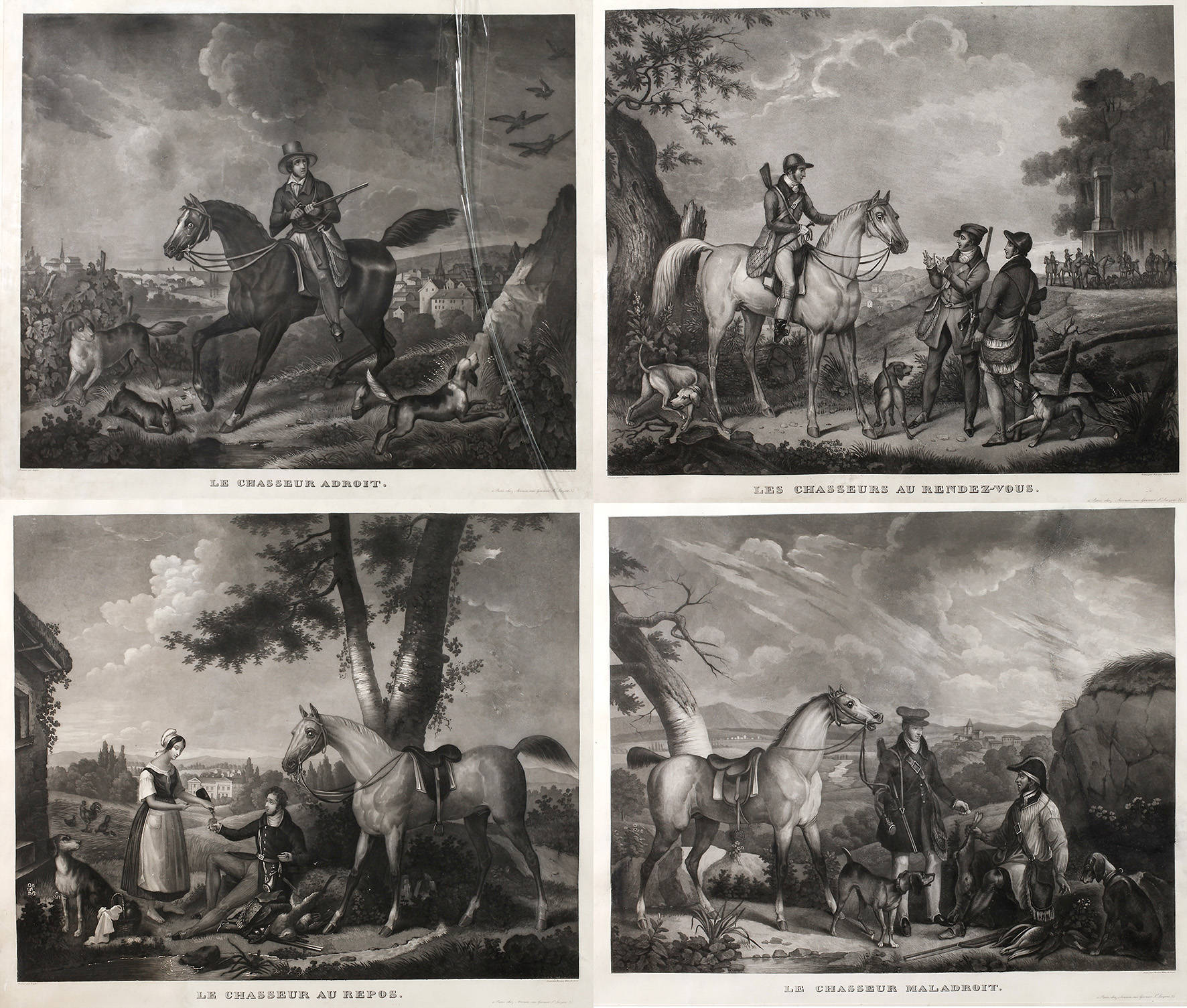 Achille Moreau, attr., Serie von Aquatintaradierungen