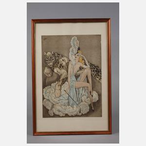 Kurt Hilscher, Dompteurin mit Raubkatze