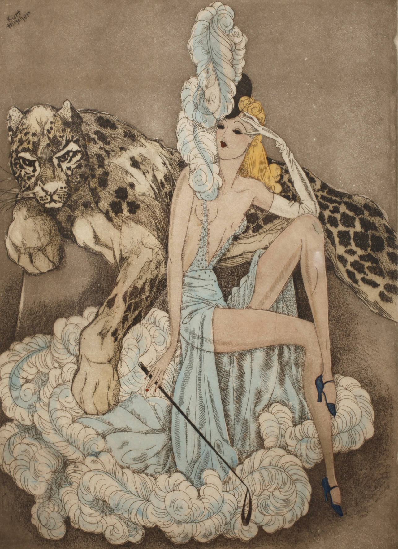 Kurt Hilscher, Dompteurin mit Raubkatze