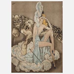 Kurt Hilscher, Dompteurin mit Raubkatze