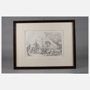 Prof. Werner Tübke, Kogge mit Menschenmenge