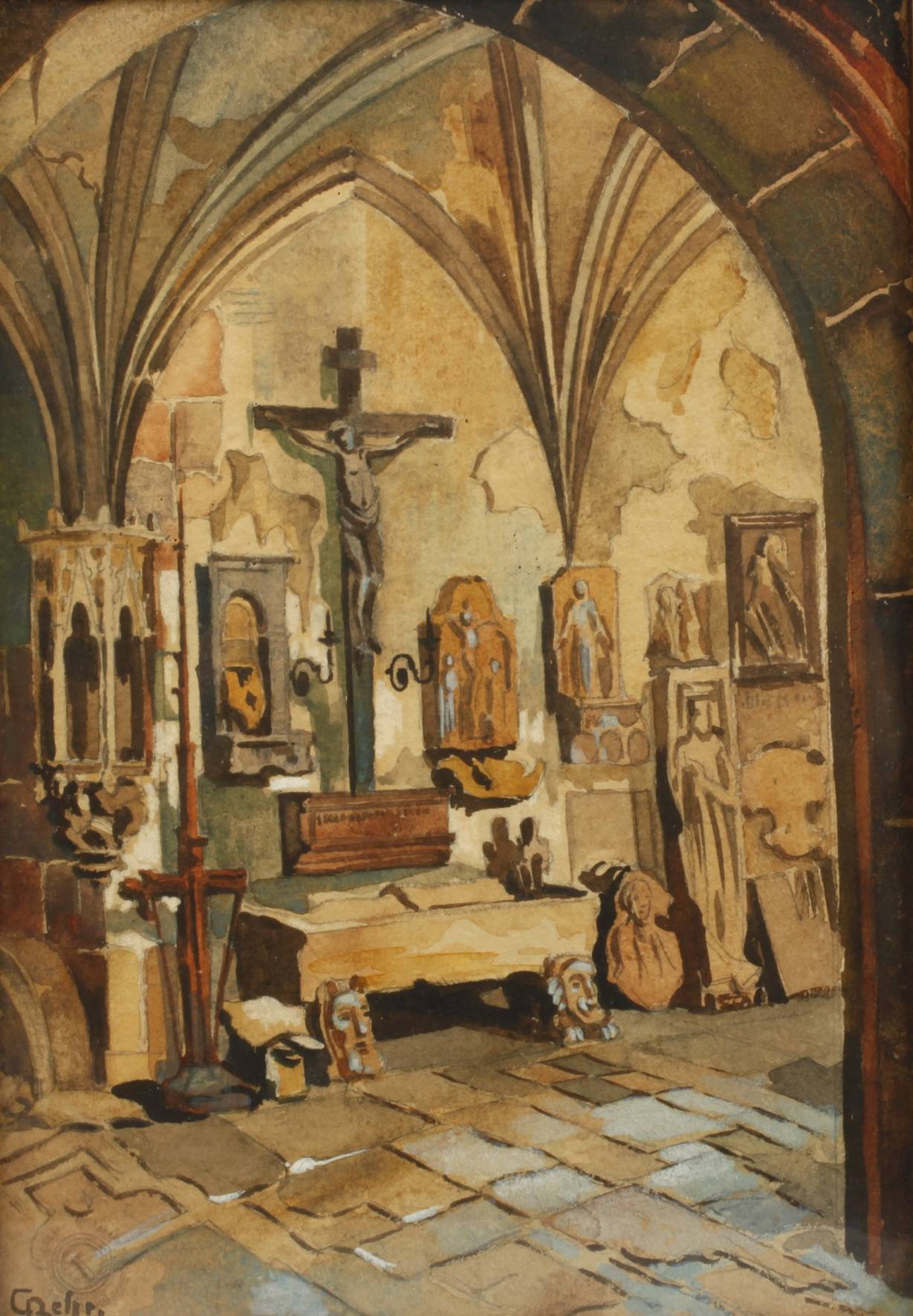 Carl Behr, Kreuzgang im Mainzer Dom