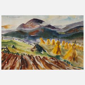 Hermann Erbe-Vogel, Herbstlandschaft mit Strohpuppen