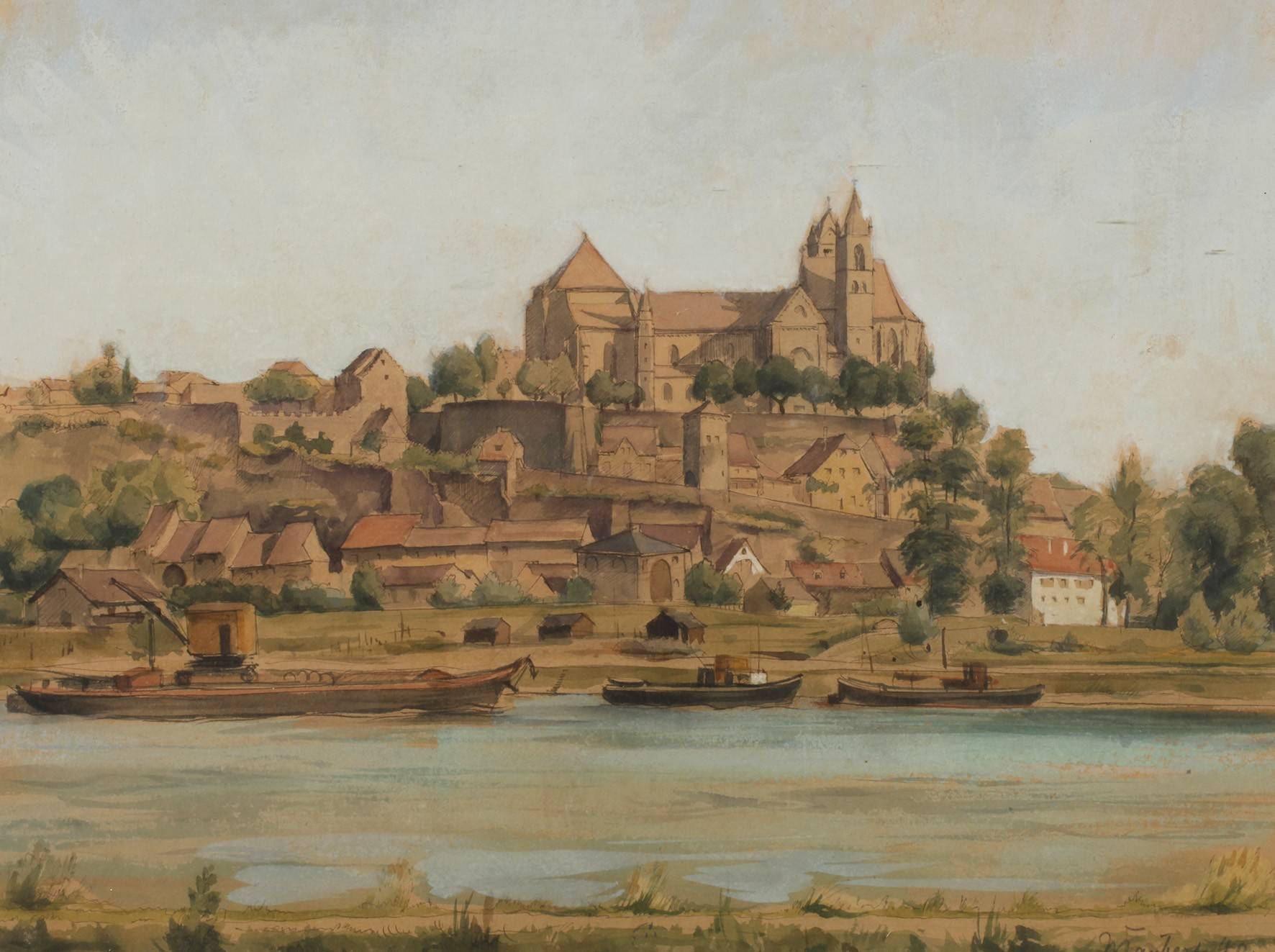 Wolfgang Taubert, Stadtansicht mit Fluss