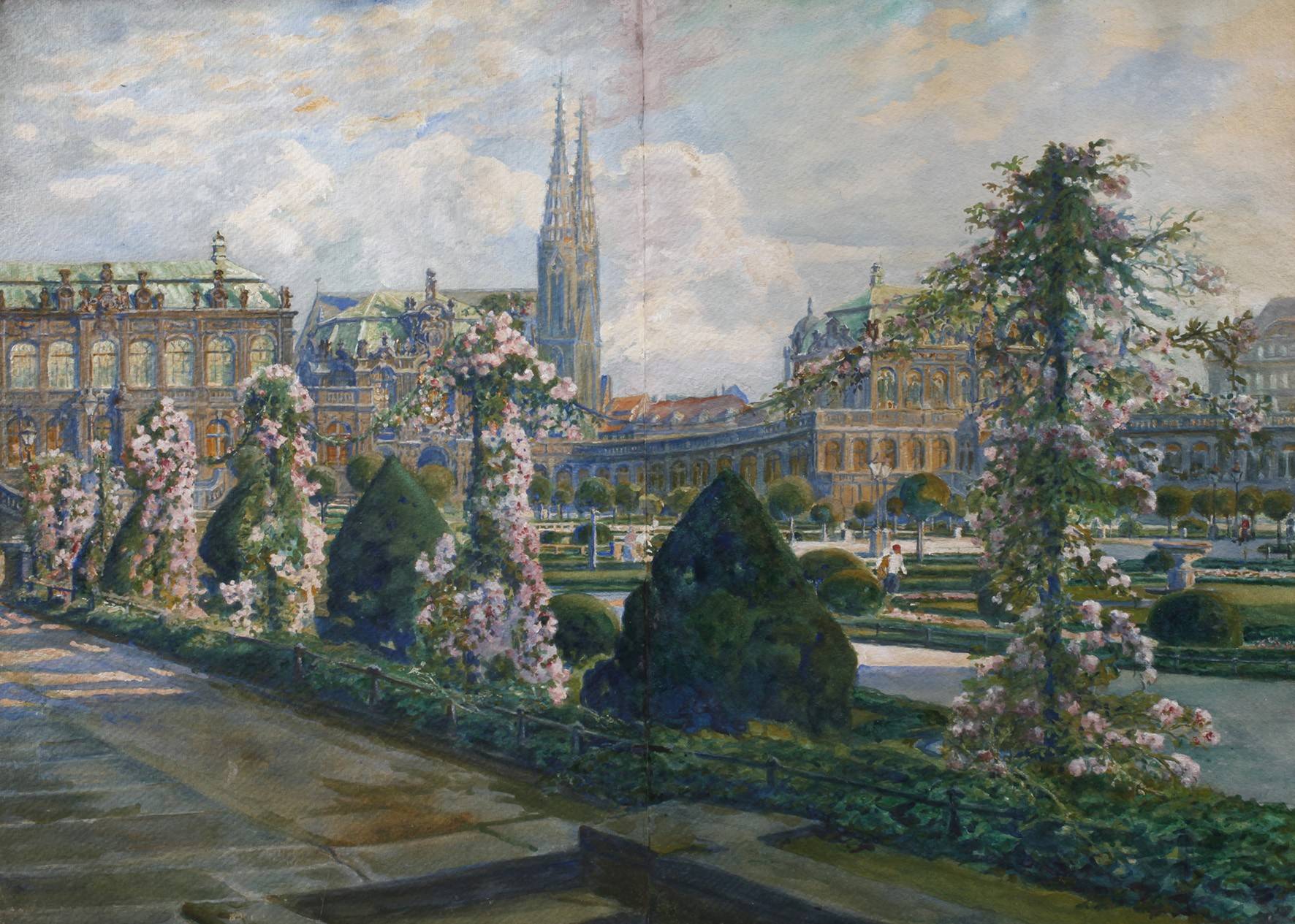 Dresdner Zwinger bei Rosenblüte