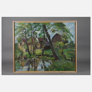 Fredo Bley, ”Kleiner Teich mit Gehöft”