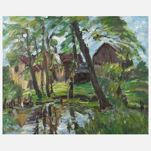 Fredo Bley, ”Kleiner Teich mit Gehöft”