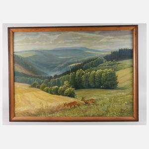 Alfred Hirsch, Rehe in Sommerlandschaft