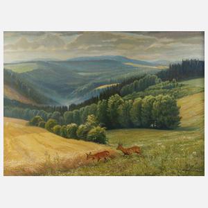 Alfred Hirsch, Rehe in Sommerlandschaft