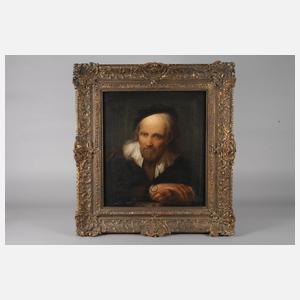 Alter Mann mit Brille und Münzen