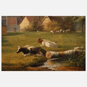 Anton Doll, attr., Bukolische Landschaft mit Burgruine