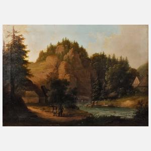 Hermann Johann, Wanderer in gebirgiger Landschaft