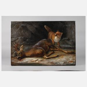 Friedrich Zahn, attr., Fuchs mit erlegtem Rehbock