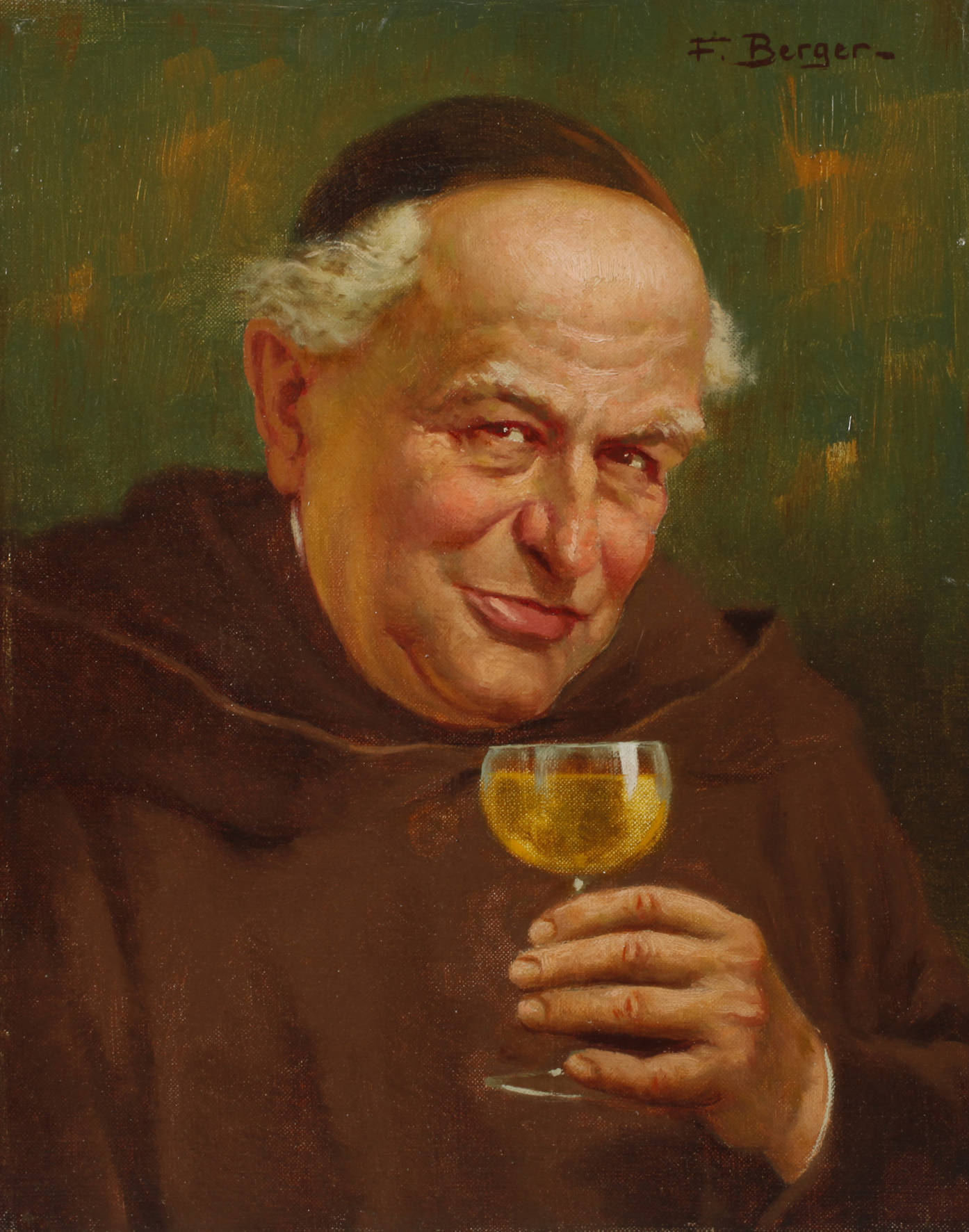 F. Berger, Trinkender Mönch