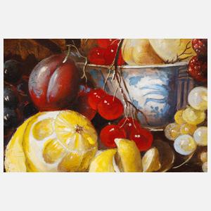 Calzolari, Altmeisterliches Früchtestillleben mit Porzellanschale