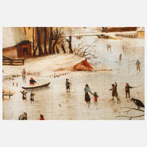 Calzolari, Eisvergnügen im Dorf nach Brueghel