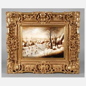 Calzolari, Eisvergnügen im Dorf nach Brueghel