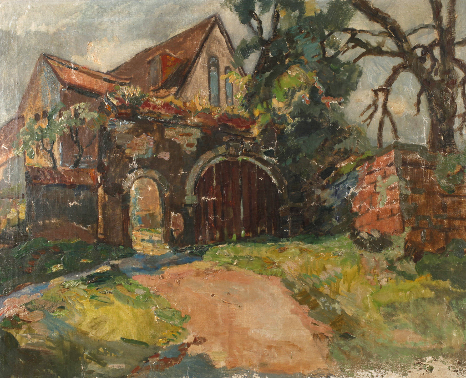 Walter Friederici, attr., ”Gutshof in Alt Leubnitz”