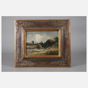 Fritz Halberg-Krauss, Flusslandschaft mit Wanderer