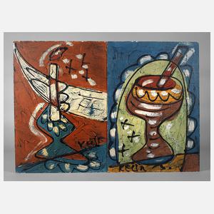 Bohumil Kecir, Zwei Kompositionen mit Kerze bzw. Trinkglas