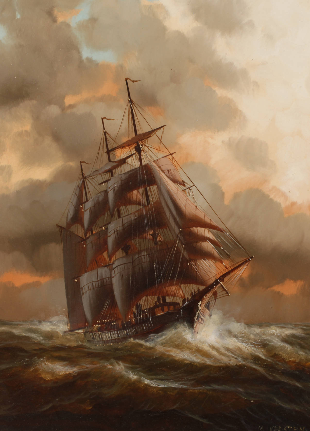 Mody Kersten, attr., Dreimaster auf hoher See