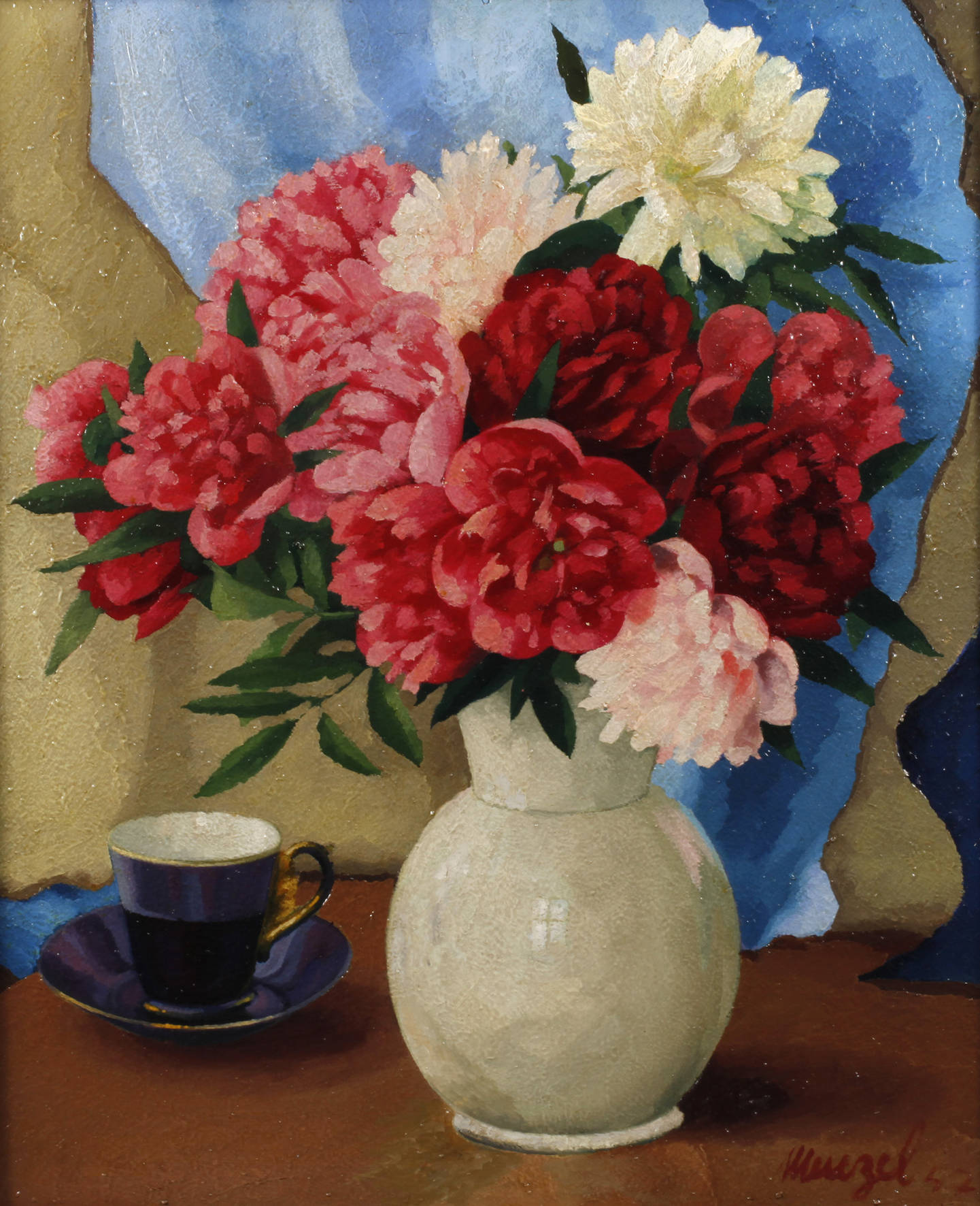 Wilhelm Menzel, attr., Stillleben mit Pfingstrosen