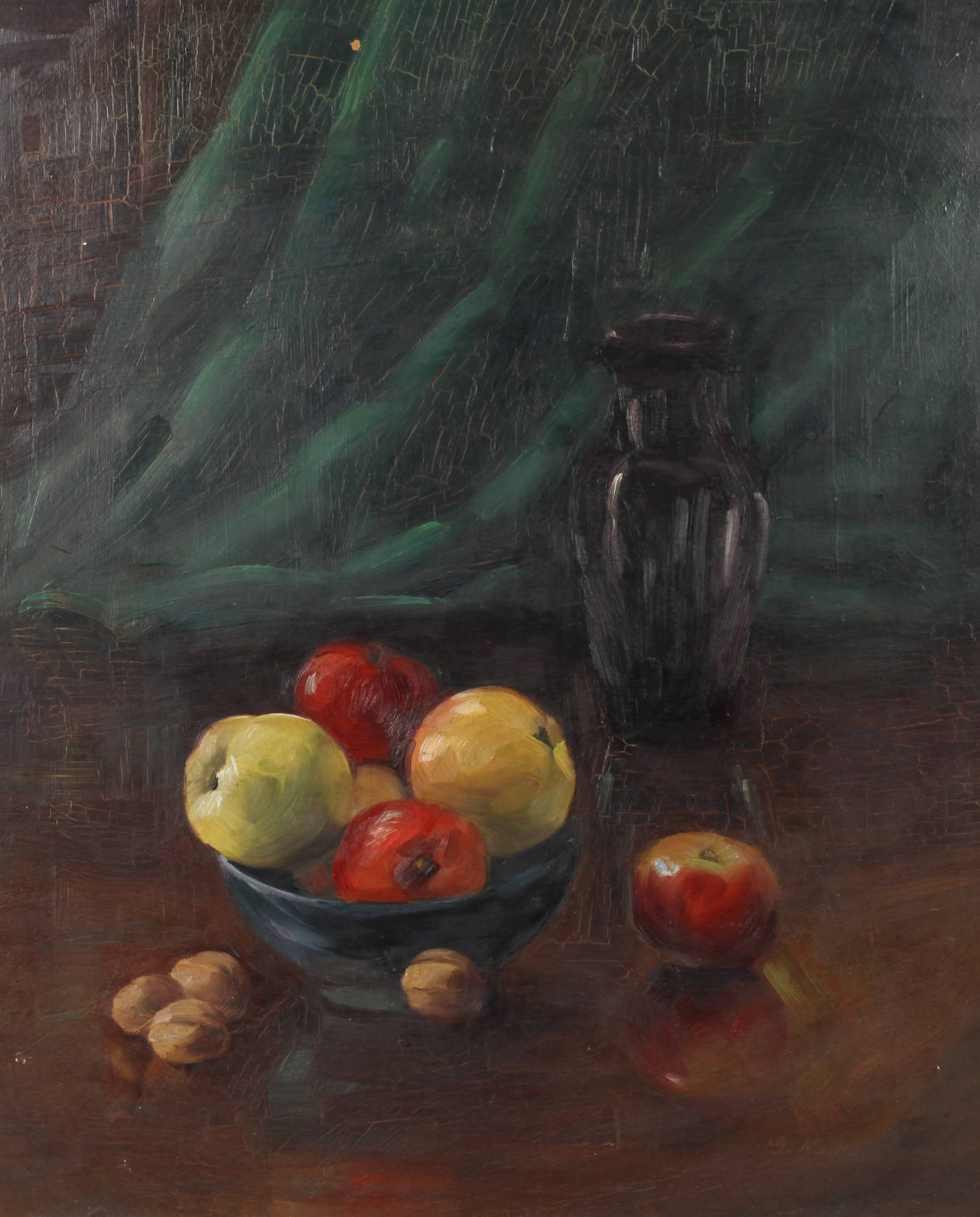 G. Neuhaus, Stillleben mit Äpfeln und Nüssen