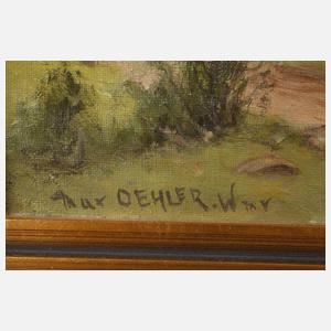 Max Oehler, Thüringer Landschaft mit Hausbrücke