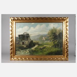 Prof. Heinrich Otto, attr., Schmiede in Frühlingslandschaft