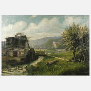 Prof. Heinrich Otto, attr., Schmiede in Frühlingslandschaft