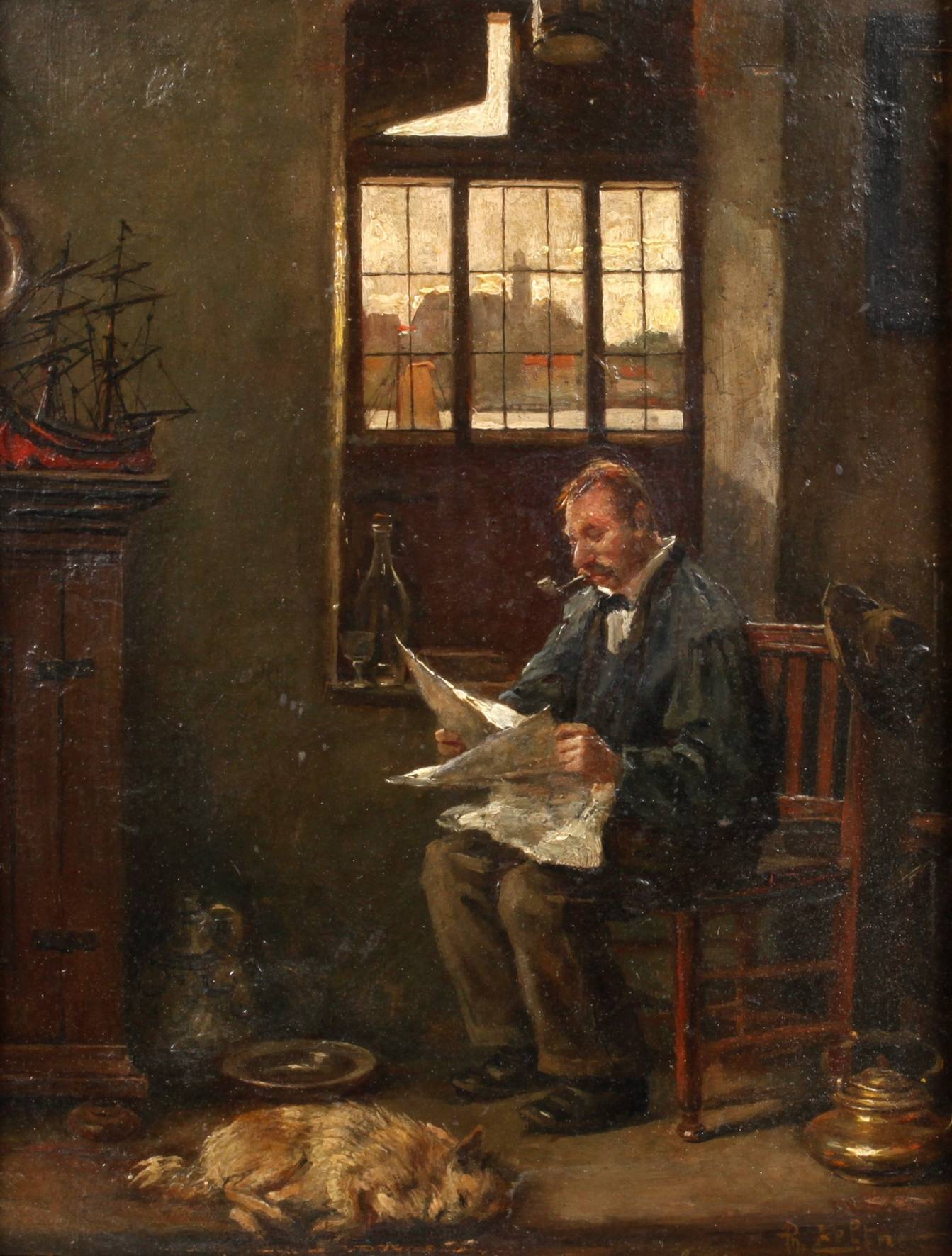 Prof. Philipp Zeltner, Lesender im Interieur