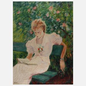 Lesende Dame im Park