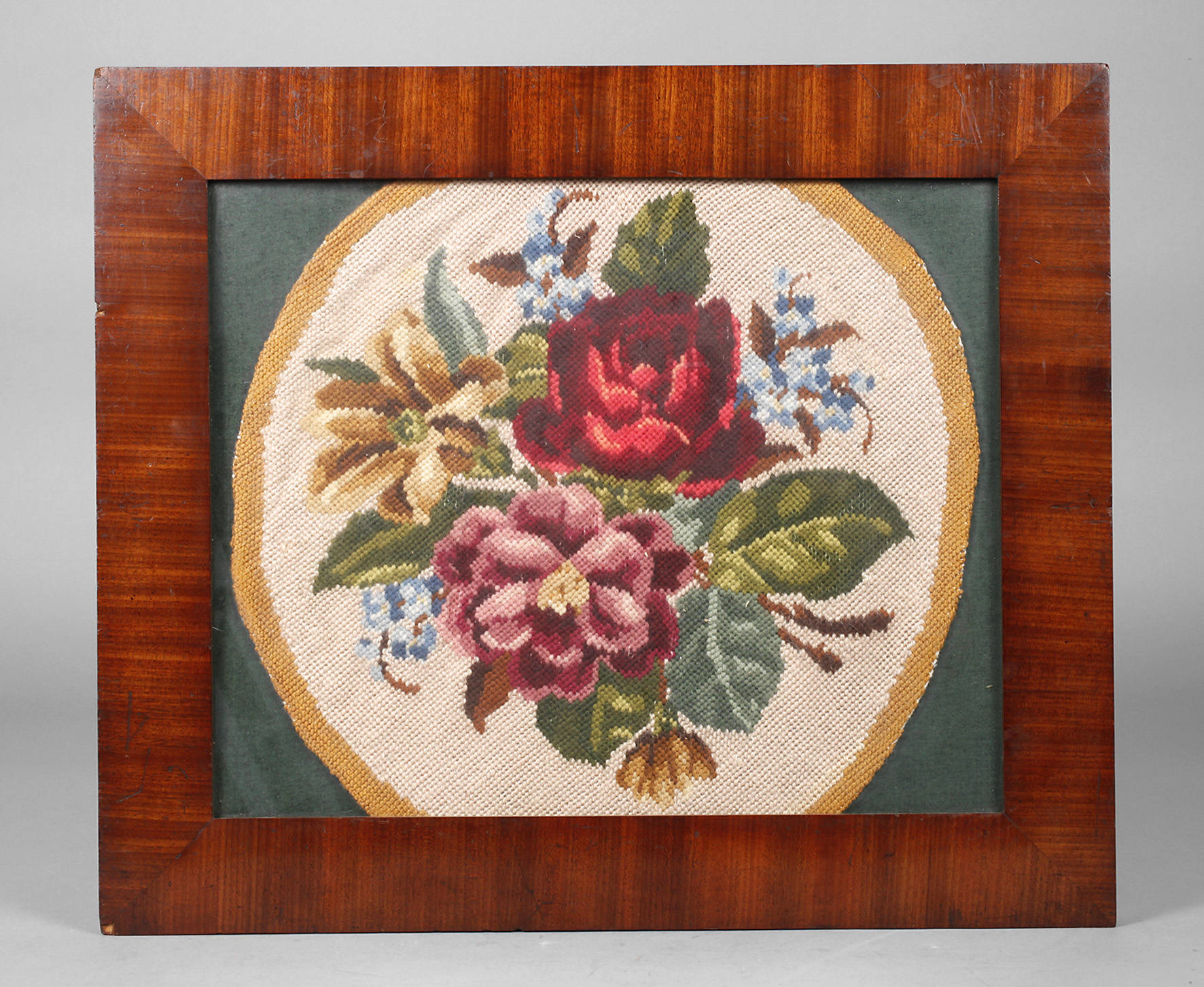 Biedermeierleiste mit Stickbild Mitte 20. Jh.