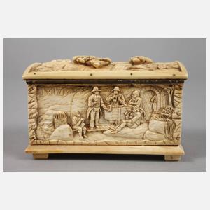 Elfenbeinschatulle mit Bergbaumotiven