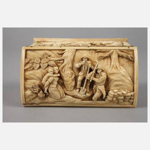 Elfenbeinschatulle mit Bergbaumotiven