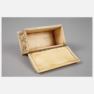 Elfenbeinschatulle mit Bergbaumotiven