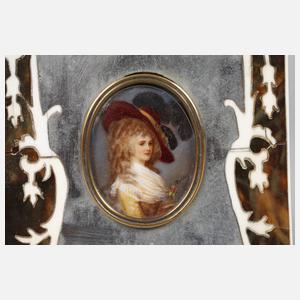 Elfenbeinminiatur in Boullérahmen