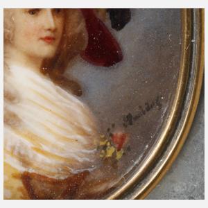 Elfenbeinminiatur in Boullérahmen