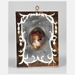 Elfenbeinminiatur in Boullérahmen